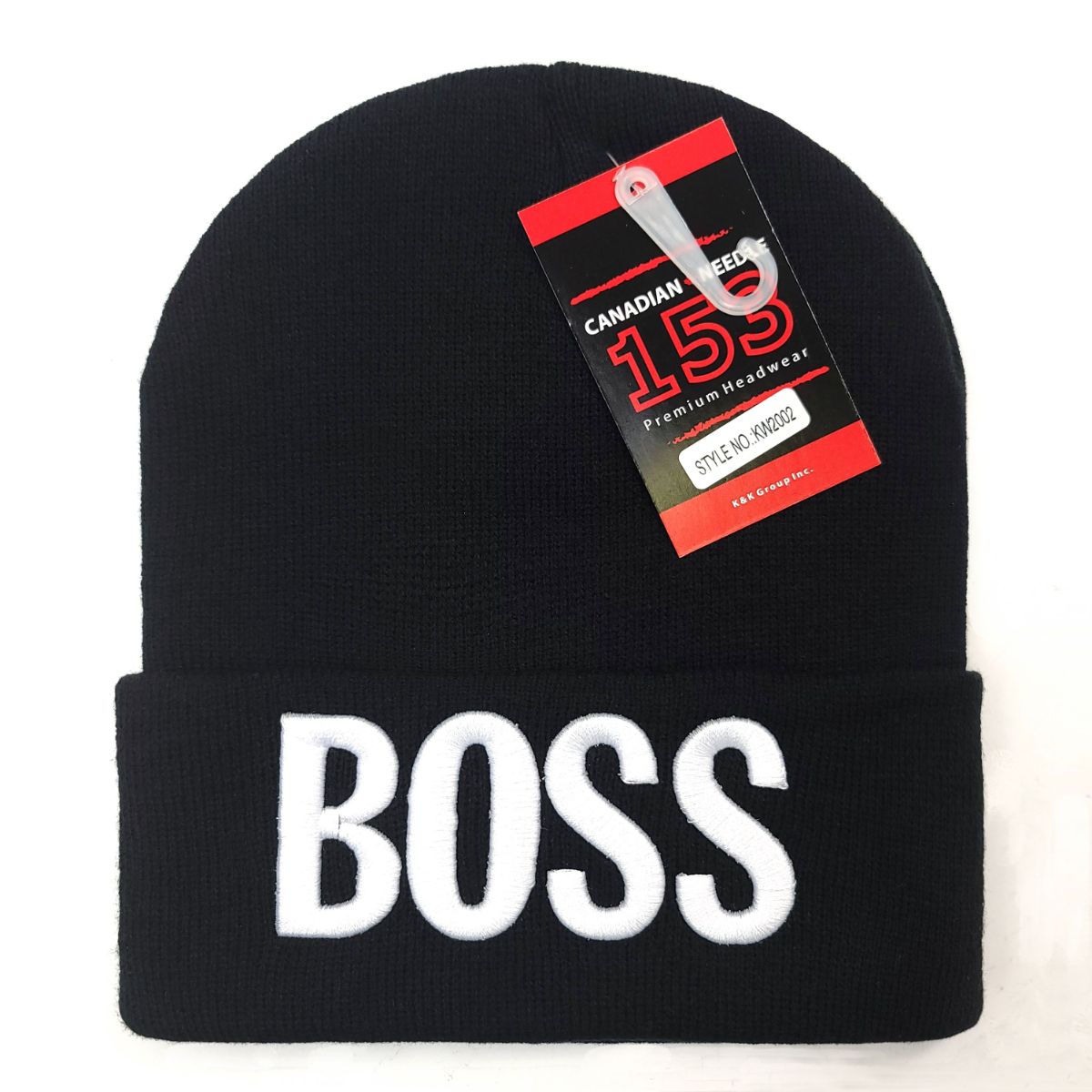BOSS Knit Toque 3D - Cuff, Multi-Coloured Black with White Logo OSFA Best Seller BOSS Toque