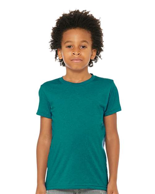 BELLA + CANVAS 3413Y, Youth Triblend Tee, Teal Triblend