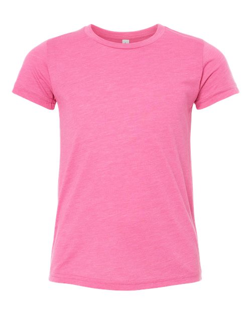 BELLA + CANVAS 3413Y, Youth Triblend Tee, Charity Pink Triblend