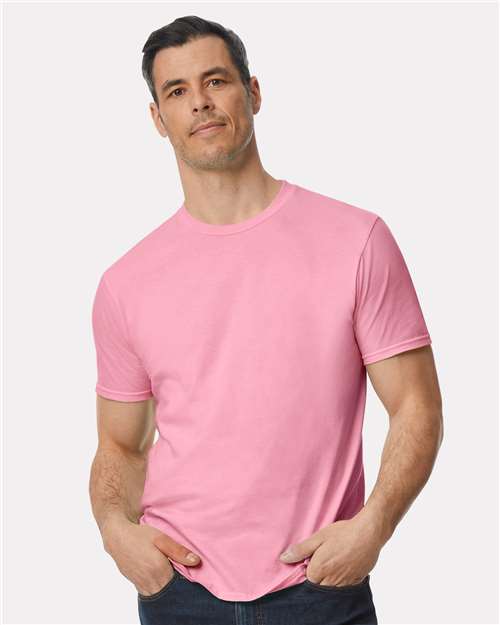 Gildan 980, Unisex Softstyle Lightweight T-shirt, Charity Pink
