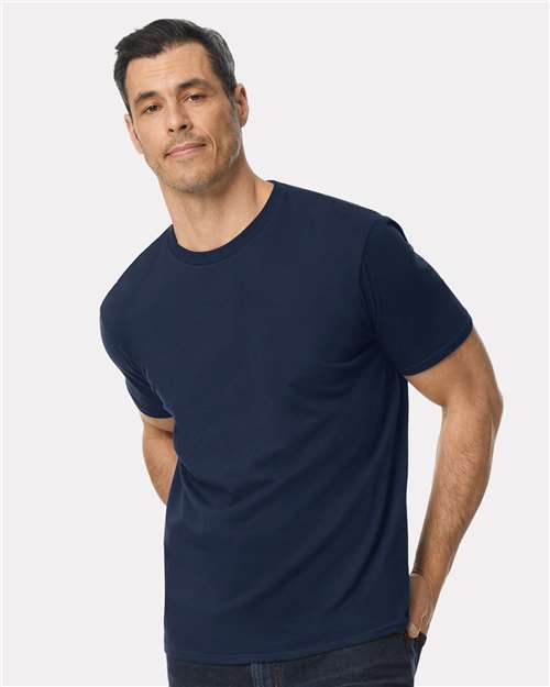 Gildan 980 Unisex Softstyle® Lightweight T-Shirt Navy Cotton Cotton-Poly Blend Lightweight Polyester Premium Regular Fit Short Sleeves Side-Seamed T-Shirts Tear-Away Label Tops Womens Womens Tops Woven Shirts