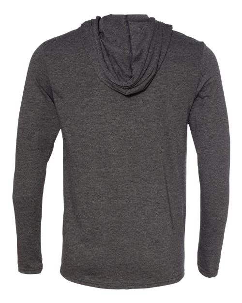 Gildan 987, Unisex Softstyle Lightweight Hooded Long Sleeve T-shirt, Dark Heather/ Dark Grey