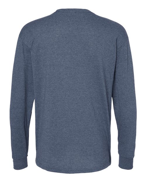 M&O 4820, Unisex Gold Soft Touch Long Sleeve T-shirt, Heather Navy