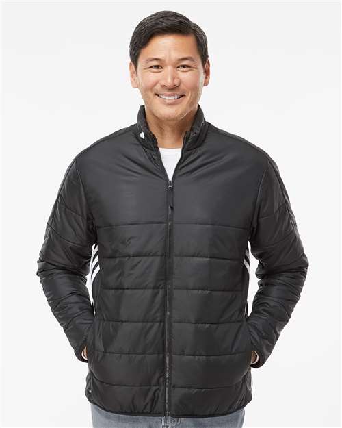 Men's 3 Stripe Puffer Full-Zip Jacket -  - 11017 - Toronto Screen Printing- Color