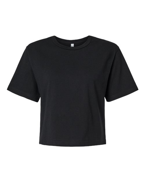 American Apparel 102, Women's Fine Jersey Mid-length Boxy Tee, Black