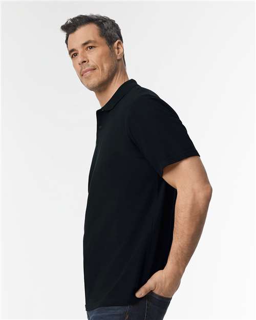 Gildan 64800, Unisex Softstyle Pique Polo, Black