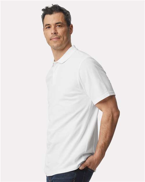 Gildan 64800, Unisex Softstyle Pique Polo, White