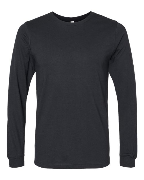 BELLA + CANVAS 3501CVC, Heather Cvc Long Sleeve Tee, Solid Black Blend