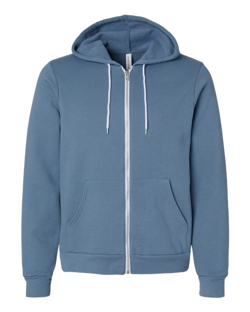 BELLA + CANVAS 3739, Unisex Sponge Fleece Full-zip Hoodie Sweatshirt, Steel Blue