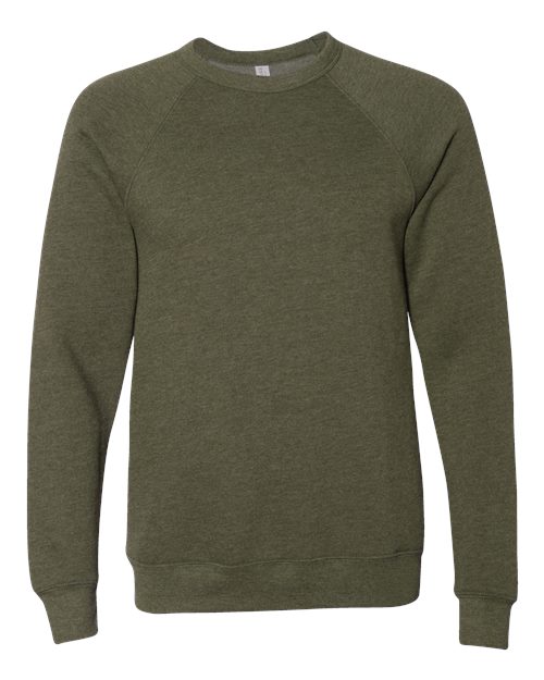 BELLA + CANVAS 3901, Unisex Sponge Fleece Raglan Crewneck Sweatshirt, Heather Olive
