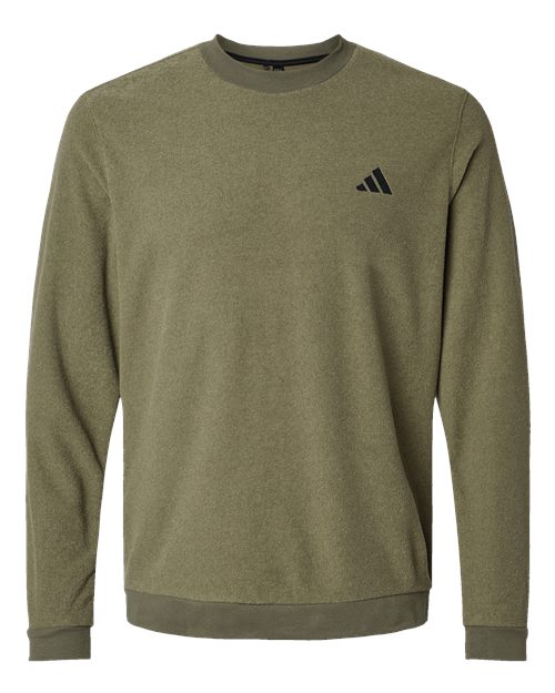 Adidas A586, Men's Terry Loop Crewneck Sweatshirt, Olive Strata