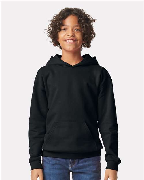 Gildan SF500B, Youth Softstyle Midweight Hooded Sweatshirt, Black