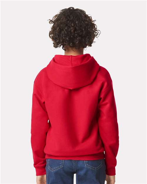 Gildan SF500B, Youth Softstyle Midweight Hooded Sweatshirt, Red