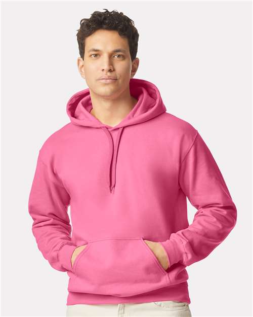 Gildan SF500 Unisex Softstyle® Midweight Hooded Sweatshirt Pink Lemonade Cotton Cotton-Poly Blend Fleece Hooded Insulated Jersey Midweight Moisture-Wicking Outerwear Pocket Polyester Regular Fit Spandex Sport / Athletic Super Heavyweight Sweatshirts & Fleece Tear-Away Label Tops Womens Womens Tops
