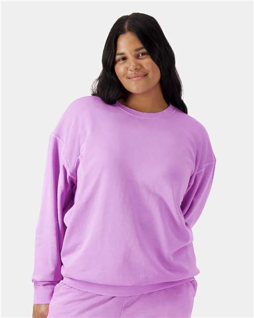 Comfort Colors 1466, Unisex Garment-dyed Lightweight Crewneck Sweatshirt, Neon Violet