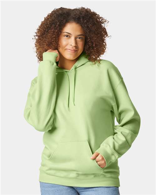 Gildan SF500 Unisex Softstyle® Midweight Hooded Sweatshirt Pistachio Cotton Cotton-Poly Blend Fleece Hooded Insulated Jersey Midweight Moisture-Wicking Outerwear Pocket Polyester Regular Fit Spandex Sport / Athletic Super Heavyweight Sweatshirts & Fleece Tear-Away Label Tops Womens Womens Tops