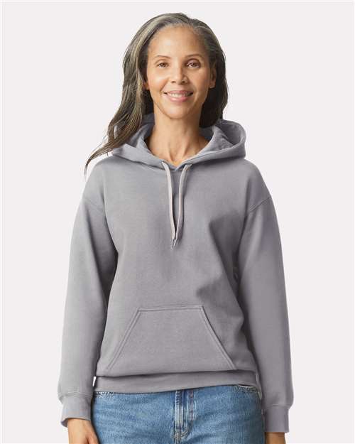 Gildan SF500 Unisex Softstyle® Midweight Hooded Sweatshirt Cement Cotton Cotton-Poly Blend Fleece Hooded Insulated Jersey Midweight Moisture-Wicking Outerwear Pocket Polyester Regular Fit Spandex Sport / Athletic Super Heavyweight Sweatshirts & Fleece Tear-Away Label Tops Womens Womens Tops