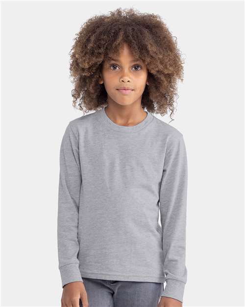 Next Level 3311, Youth Cotton Long Sleeve Tee, Heather Grey