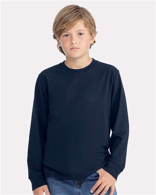 Youth Cotton Long Sleeve T-Shirt - - 11737 Midnight Navy 04118 3311 4-4.9 oz Back to School 2025 CA Best Selling Brands CA New ab Cotton Cotton - 100% Cotton - Ringspun Crewneck Eco-Friendly Fashion T-Shirts Long Sleeves Next Level Side Seams Socially Conscious Manufacturing Sustainable Manufacturing Sustainable Styles T-Shirts T-Shirts - Long Sleeve Tear Away Tops Youth