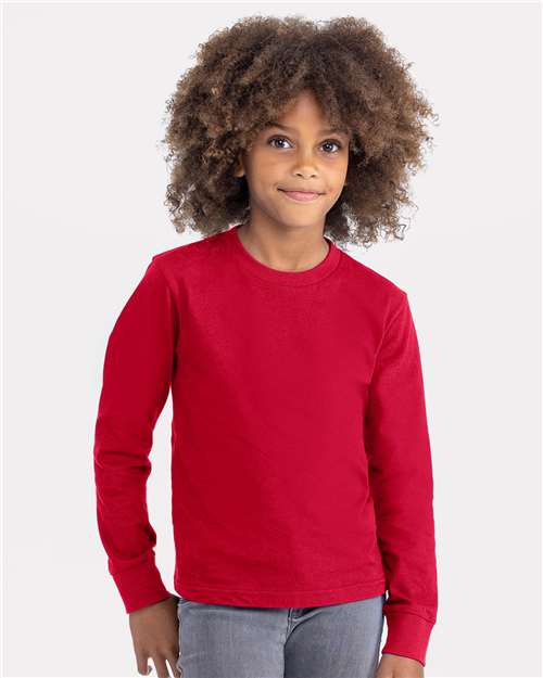 Youth Cotton Long Sleeve T-Shirt - - 11737 Red 04118 3311 4-4.9 oz Back to School 2025 CA Best Selling Brands CA New ab Cotton Cotton - 100% Cotton - Ringspun Crewneck Eco-Friendly Fashion T-Shirts Long Sleeves Next Level Side Seams Socially Conscious Manufacturing Sustainable Manufacturing Sustainable Styles T-Shirts T-Shirts - Long Sleeve Tear Away Tops Youth