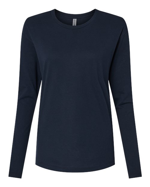 Next Level 3911, Women's Cotton Relaxed Long Sleeve Tee, Midnight Navy