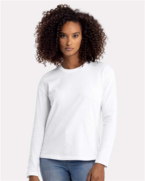 Next Level 3911, Women's Cotton Relaxed Long Sleeve Tee, White