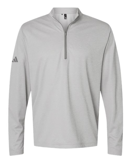 Adidas A593, Men's Space Dyed Quarter-zip Pullover, Grey One Heather
