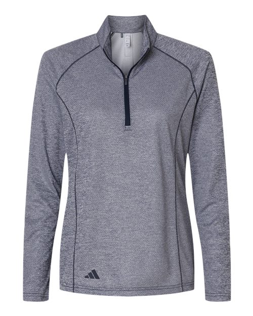 Adidas A594, Women's Space Dyed Quarter-zip Pullover, Collegiate Navy Melange