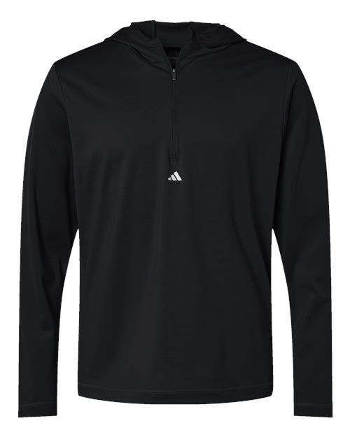 Adidas A596, Men's Lightweight Quarter-zip Hooded Pullover, Black