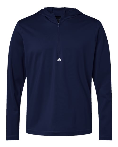 Adidas A596, Men's Lightweight Quarter-zip Hooded Pullover, Collegiate Navy
