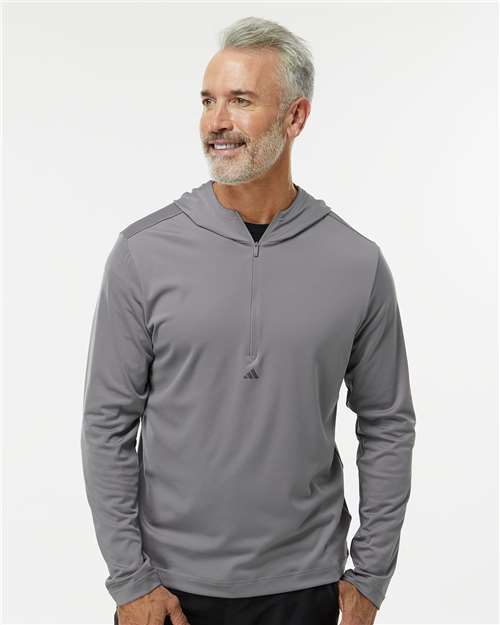 Adidas A596, Men's Lightweight Quarter-zip Hooded Pullover, Grey Three