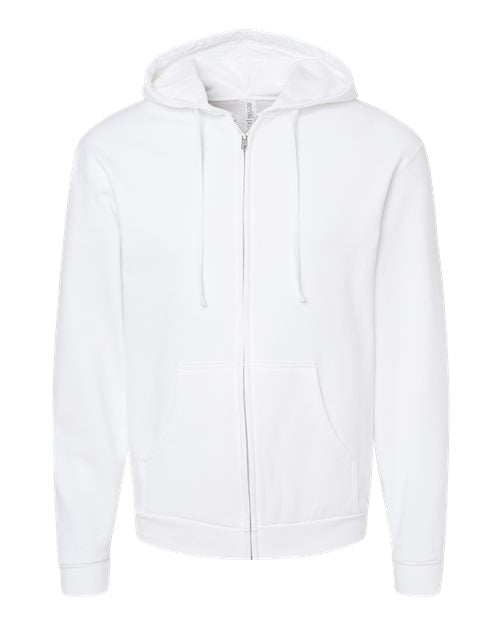 M&O 3331, Unisex Zipper Fleece Hoodie, White