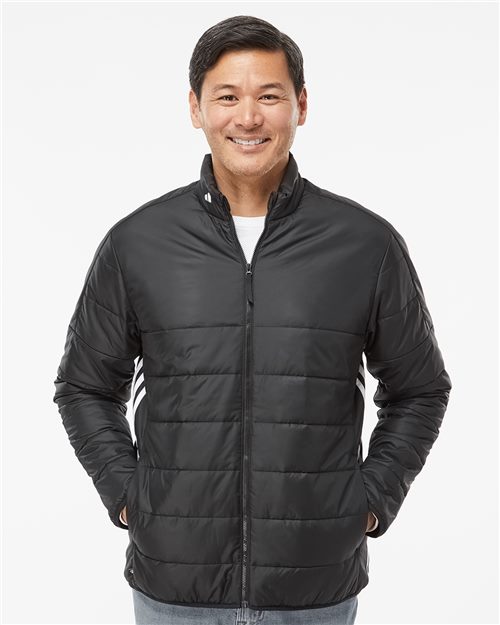 Men's 3 Stripe Puffer Full-Zip Jacket -  - 11017 - Toronto Screen Printing- Color