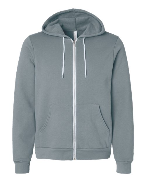BELLA + CANVAS 3739, Unisex Sponge Fleece Full-zip Hoodie Sweatshirt, Blue Storm