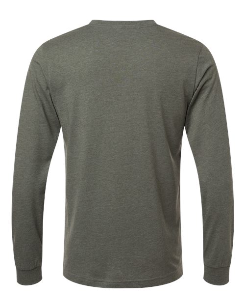 BELLA + CANVAS 3501CVC, Heather Cvc Long Sleeve Tee, Heather Military Green