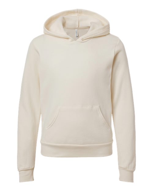 BELLA + CANVAS 3719Y, Youth Sponge Fleece Hoodie Sweatshirt, Natural