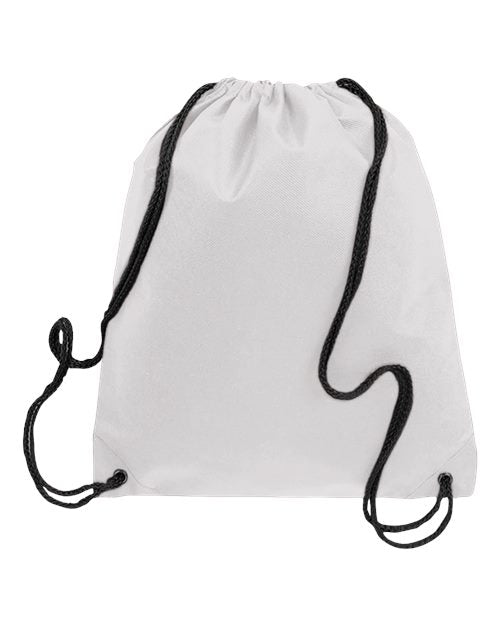 Q-Tees Q1235, Non-woven Drawstring Bag, White