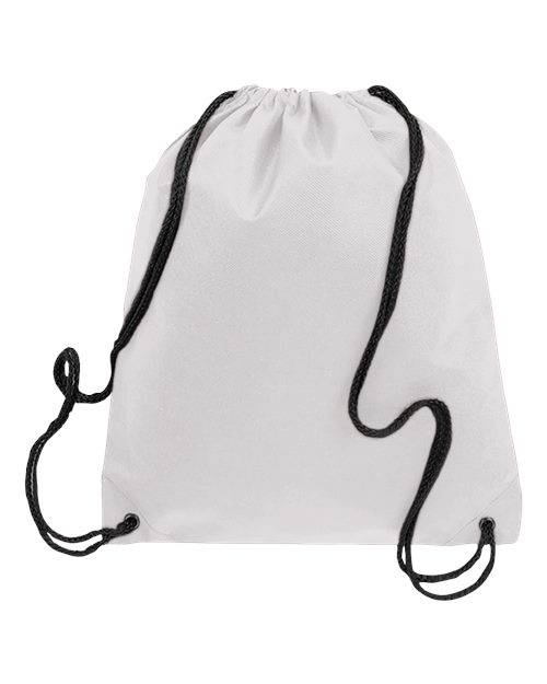 Q-Tees Q1235, Non-woven Drawstring Bag, White