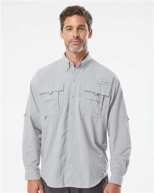 Men's PFG Bahama™ II Shirt - - 12287 Cool Grey 11924 212463 Antimicrobial Columbia Get the Look - Columbia - 2 Long Sleeves Mens & Unisex Mesh Nylon Pockets Premium Fashion Relaxed S&S Exclusive Brands Sun/UV Protection Tops Visible Logos Wovens Wovens & Dress Shirts