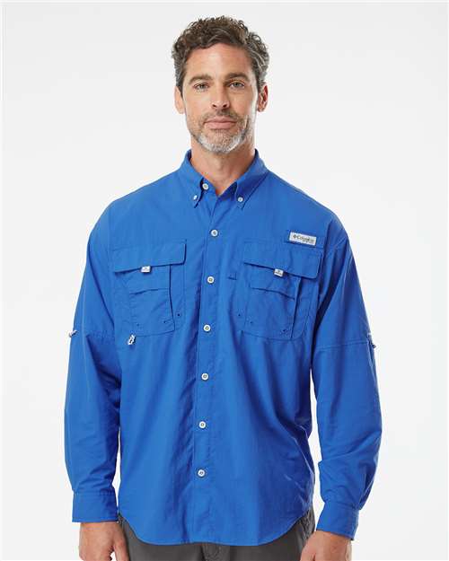Men's PFG Bahama™ II Shirt - - 12287 Vivid Blue 11924 212463 Antimicrobial Columbia Get the Look - Columbia - 2 Long Sleeves Mens & Unisex Mesh Nylon Pockets Premium Fashion Relaxed S&S Exclusive Brands Sun/UV Protection Tops Visible Logos Wovens Wovens & Dress Shirts