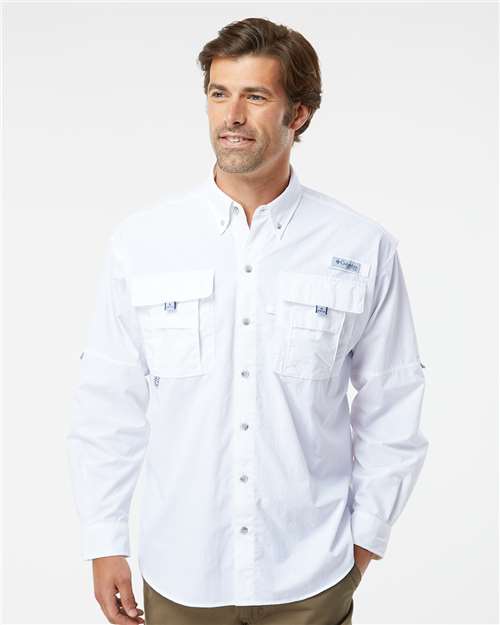 Men's PFG Bahama™ II Shirt - - 12287 White 11924 212463 Antimicrobial Columbia Get the Look - Columbia - 2 Long Sleeves Mens & Unisex Mesh Nylon Pockets Premium Fashion Relaxed S&S Exclusive Brands Sun/UV Protection Tops Visible Logos Wovens Wovens & Dress Shirts