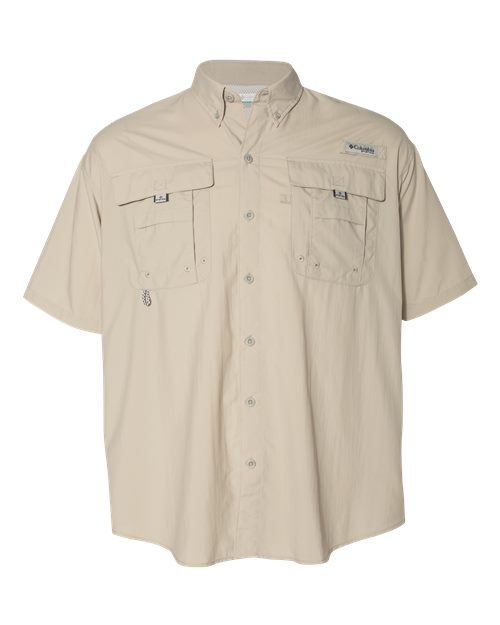 Columbia 212464, Men's Pfg Bahama Ii Short Sleeve Shirt, Fossil