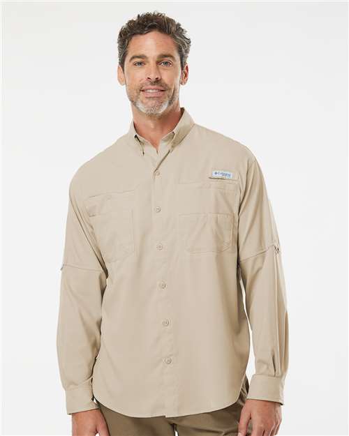 Men's PFG Tamiami™ II Shirt - - 12291 Fossil 14224 212467 Antimicrobial Columbia Long Sleeves Mens & Unisex Moisture-Management Pockets Polyester Polyester - 100% Premium Fashion Resort S&S Exclusive Brands Sun/UV Protection Tops Visible Logos Wovens Wovens & Dress Shirts