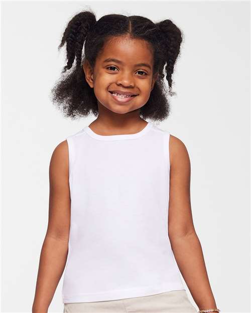 Toddler Fine Jersey Tank - - 12373 White 08538 3323 Cotton - 100% Infants / Toddlers Rabbit Skins Sleeveless T-Shirts - Premium