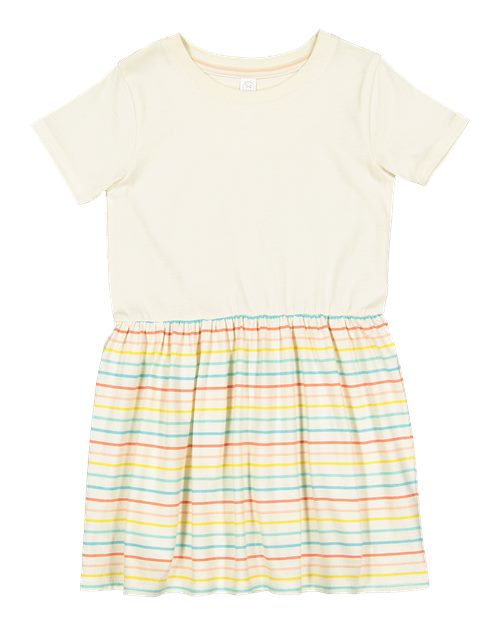 Toddler Fine Jersey Dress - - 12406 Natural Sunkissed Stripe 09238 5333 Cotton - 100% Infants / Toddlers Patterns and Prints Patterns and Prints - Stripes Rabbit Skins Short Sleeves T-Shirts - Premium