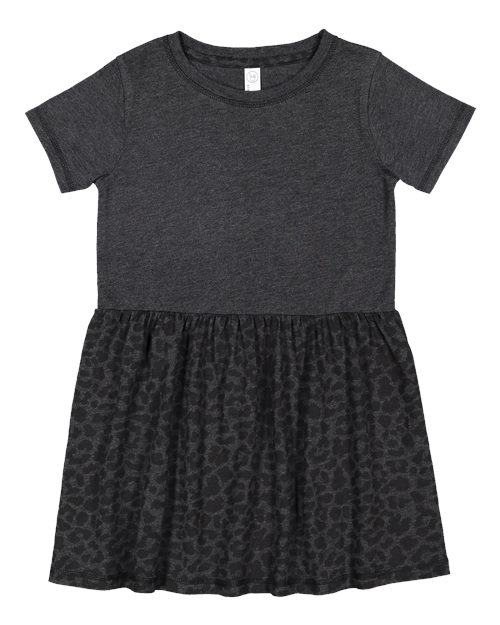 Rabbit Skins 5333, Toddler Fine Jersey Dress, Vintage Smoke/ Black Leopard