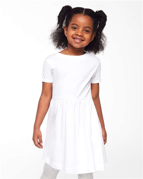 Toddler Fine Jersey Dress - - 12406 White 09238 5333 Cotton - 100% Infants / Toddlers Patterns and Prints Patterns and Prints - Stripes Rabbit Skins Short Sleeves T-Shirts - Premium