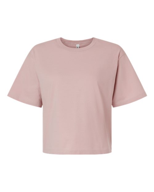 American Apparel 102, Women's Fine Jersey Mid-length Boxy Tee, Blush