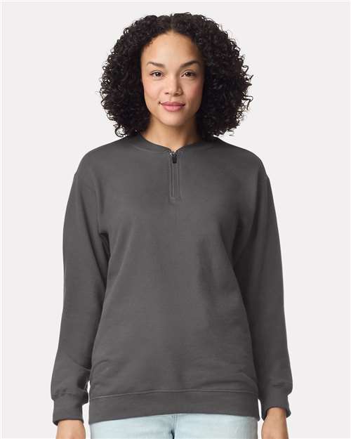 Gildan SF008, Unisex Softstyle Midweight Quarter-zip Sweatshirt, Charcoal