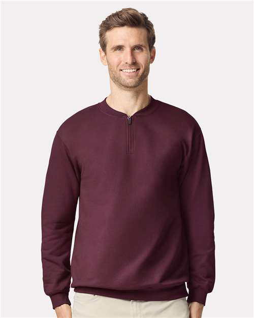 Gildan SF008, Unisex Softstyle Midweight Quarter-zip Sweatshirt, Maroon